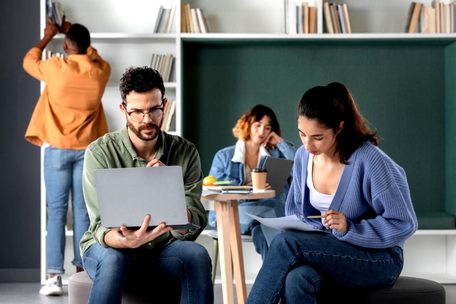 Student learning financial concepts on laptop in comfortable home setting